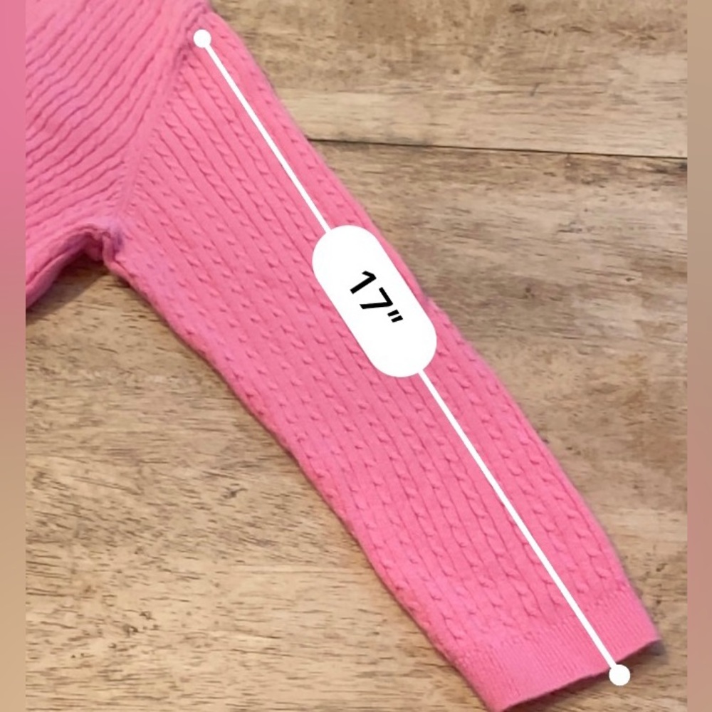 Lauren Ralph Lauren Petite‎ Women’s Size P/M Pink 100% Cotton Cable Knit V Neck - Picture 13 of 14